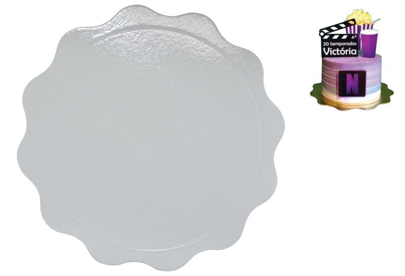 Cakeboard Viva Paper Ondulado Branco 28cm Ultrafest (1 unidade)