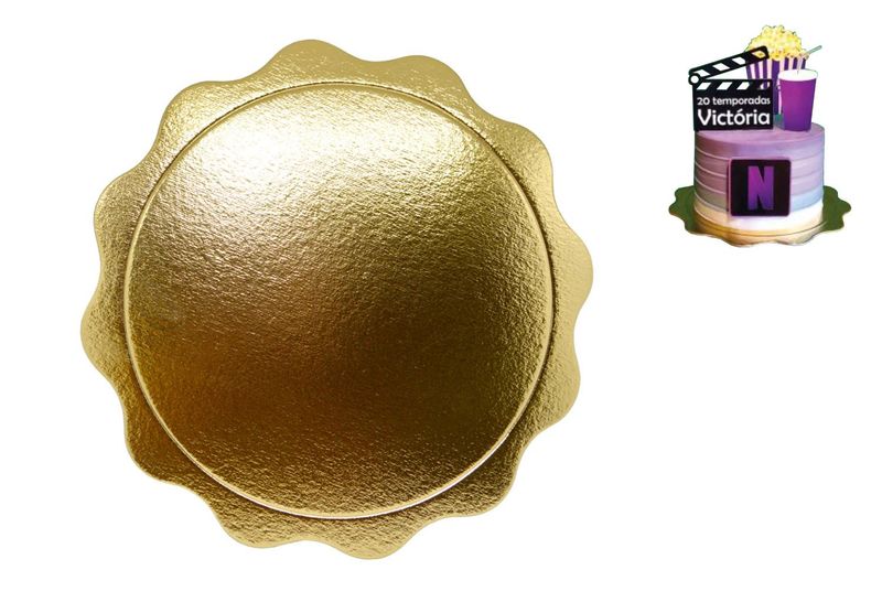 Cakeboard Viva Paper Ondulado Dourado 21cm Ultrafest (1 unidade)