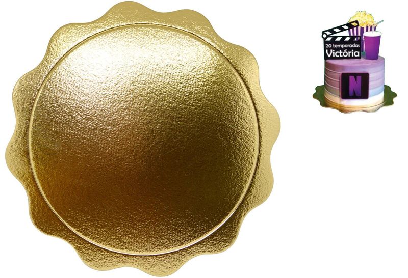 Cakeboard Viva Paper Ondulado Dourado 32cm Ultrafest (1 unidade)