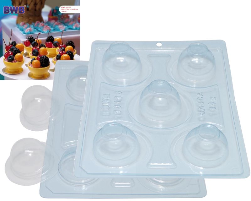 Forma em Acetato com Silicone Meia Esfera com Base 50MM Ref. 10116 BWB (01UND)