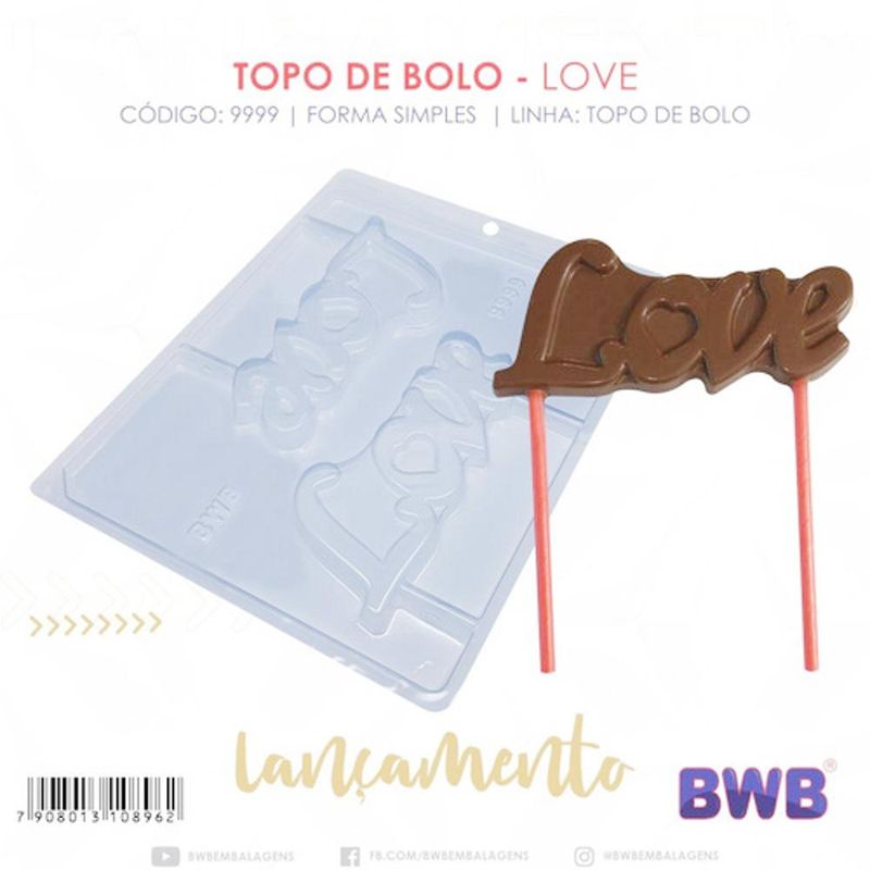 Forma de Acetato Simples Topo de Bolo Love Ref. 9999 BWB (01 unidade)