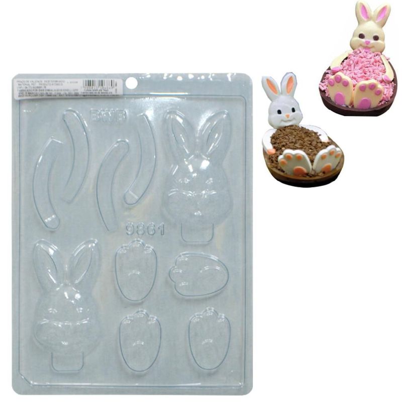 Forma de Acetato Simples Tradicional Partes Coelho de Chocolate Ref. 9861 BWB (01 unidade)