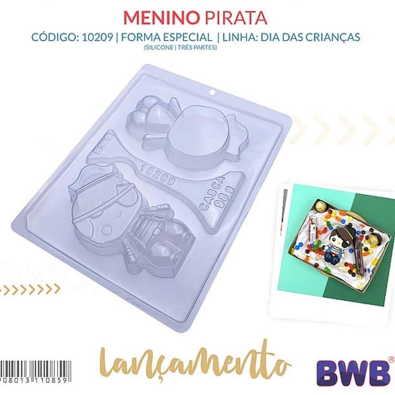 Forma de Acetato com Silicone Menino Pirata 98gr Ref. 10209 BWB (01 unidade)
