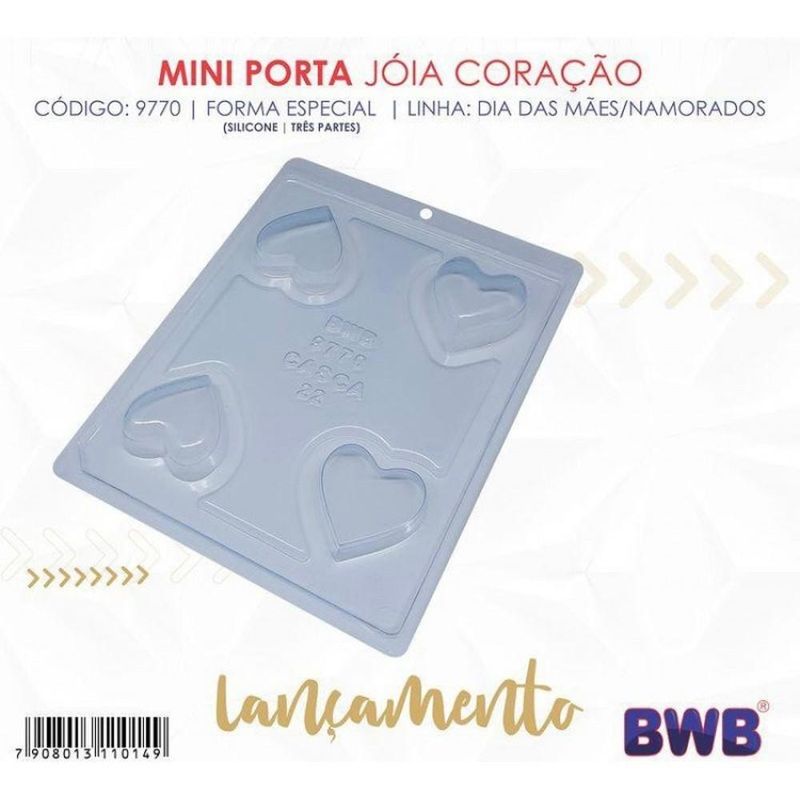 Forma de Acetato com Silicone Mini Porta Joia Coração 22gr Ref. 9770 BWB (01 unidade)