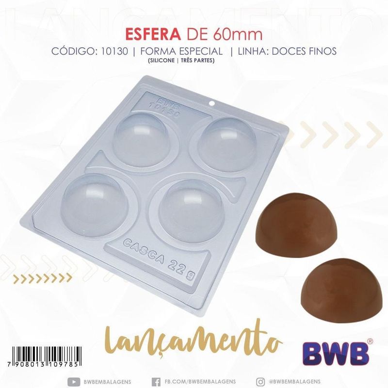 Forma de Acetato com Silicone Esfera de 60mm 25gr Ref. 10130 BWB (01 unidade)