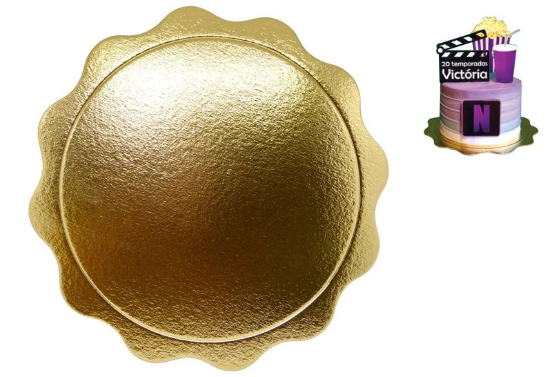 Cakeboard Viva Paper Ondulado Dourado 28cm Ultrafest (1 unidade)