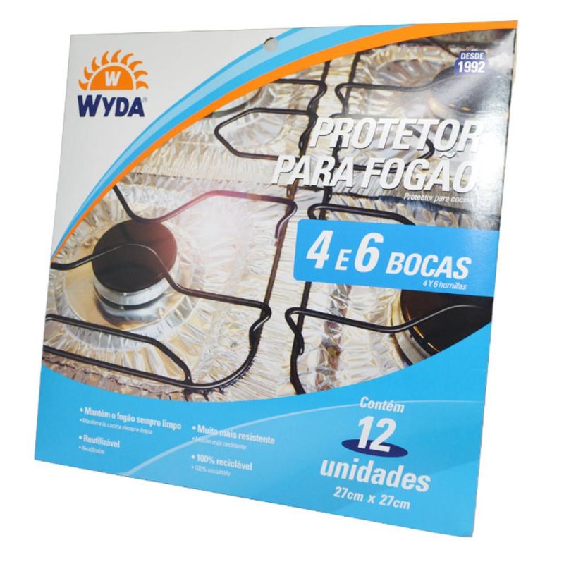 Protetor de Alumínio para Fogão de 4 e 6 bocas 27x27cm Wyda (12 unidades)