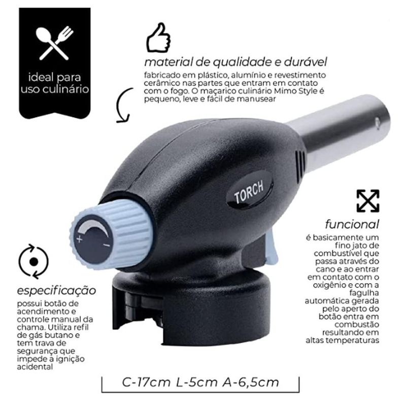 Maçarico Culinário Portátil Mimo Style (01 unidade)