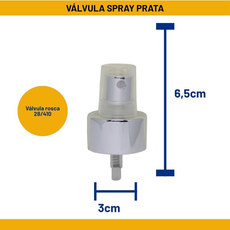 Válvula Spray Rosca 28/410 Prata com Tampa Transparente (01 unidade)