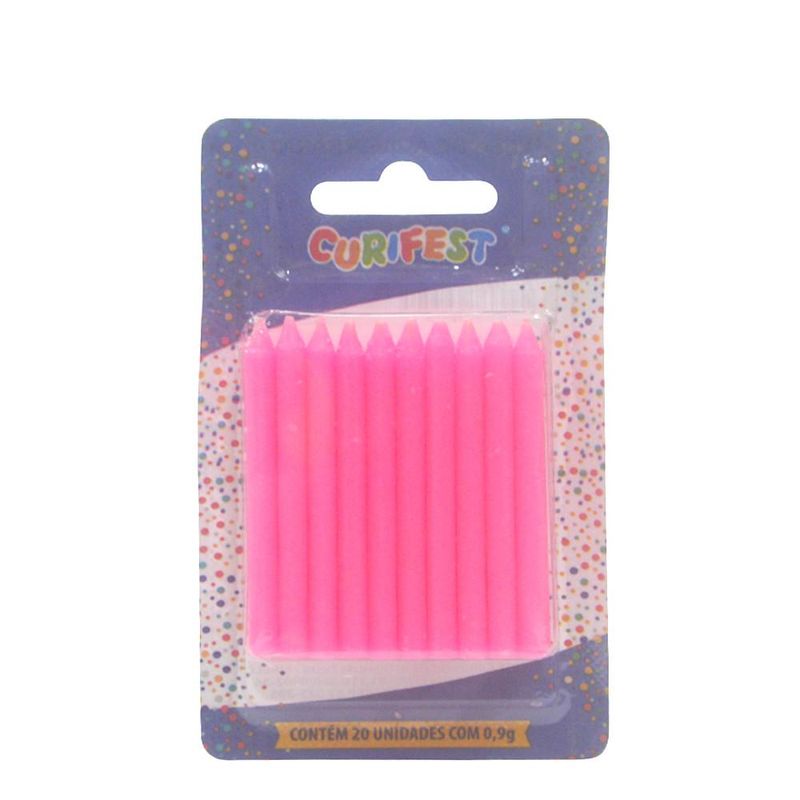 Vela Palito P/ Aniversário Rosa Bebê 6.5cm Curifest (20 unidades)