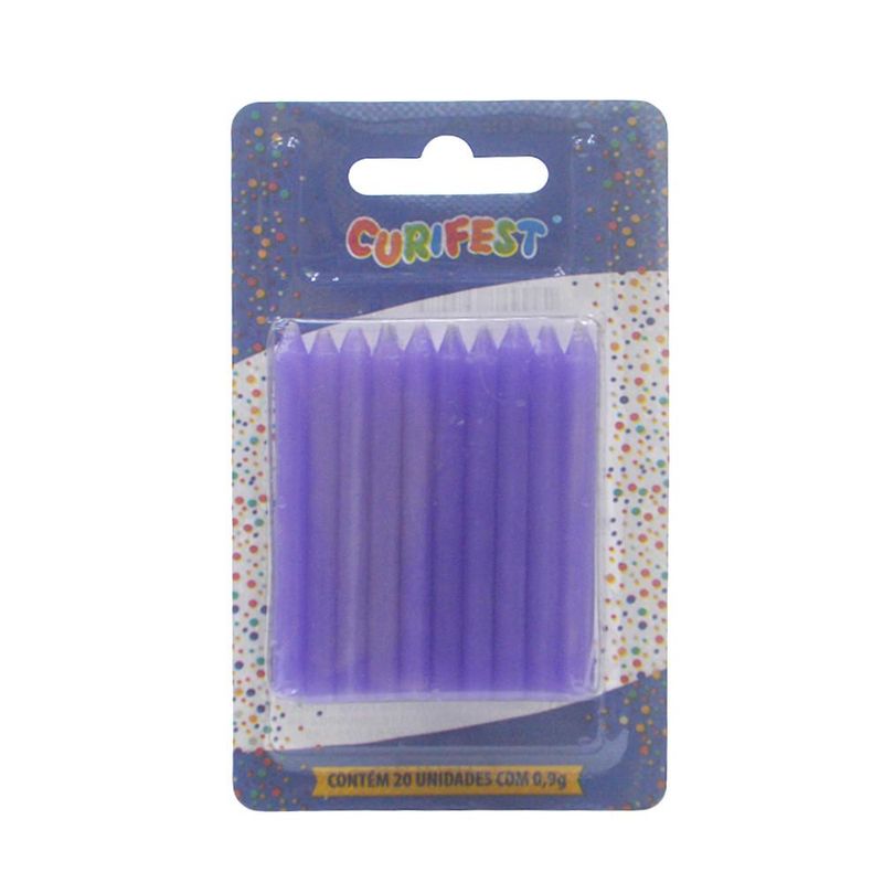 Vela Palito P/ Aniversário Lilás 6.5cm Curifest (20 unidades)