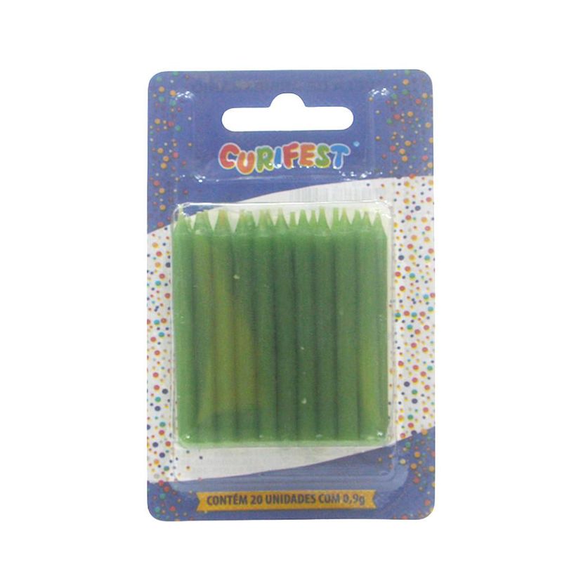 Vela Palito P/ Aniversário Verde Escuro 6.5cm Curifest (20 unidades)