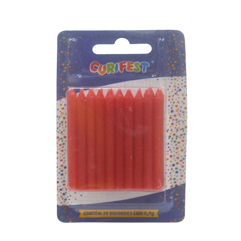 Vela Palito P/ Aniversário Vermelho 6.5cm Curifest (20 unidades)