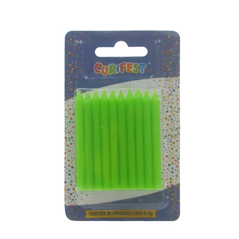 Vela Palito P/ Aniversário Verde Claro 6.5cm Curifest (20 unidades)
