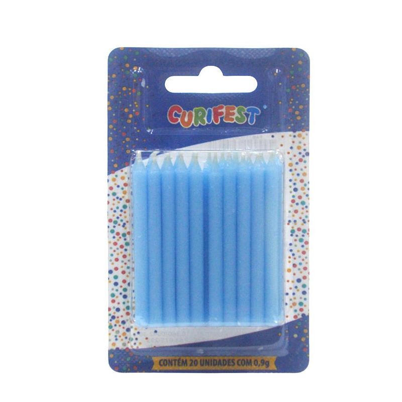 Vela Palito P/ Aniversário Azul Bebê 6.5cm Curifest (20 unidades)