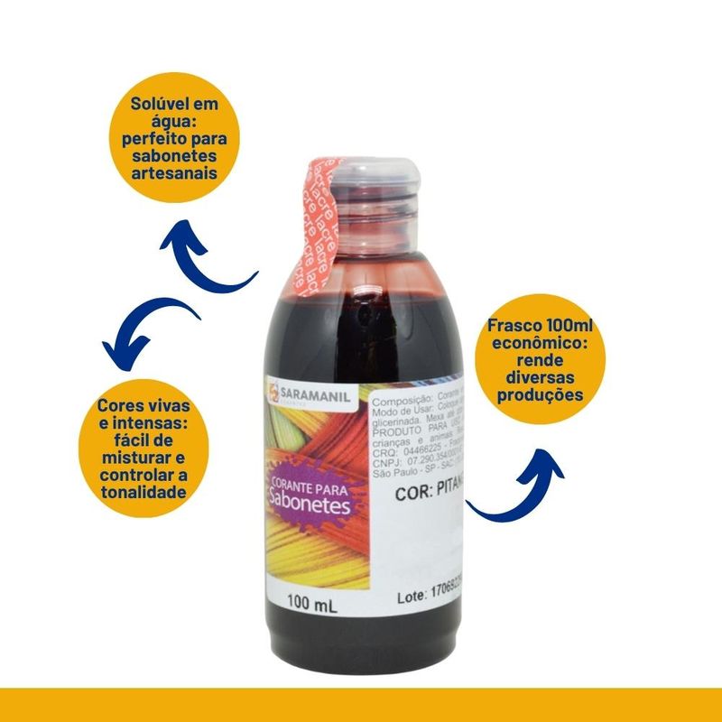 Corante Líquido para Sabonetes Artesanais Pitanga Saramanil (100ml)