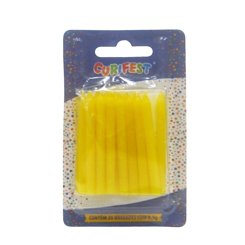 Vela Palito P/ Aniversário Amarelo 6.5cm Curifest (20 unidades)