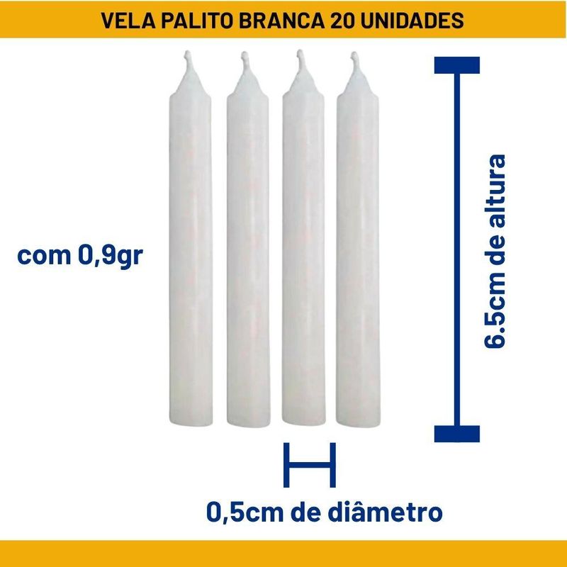 Vela Palito P/ Aniversário Branca 6.5cm Curifest (20 unidades)