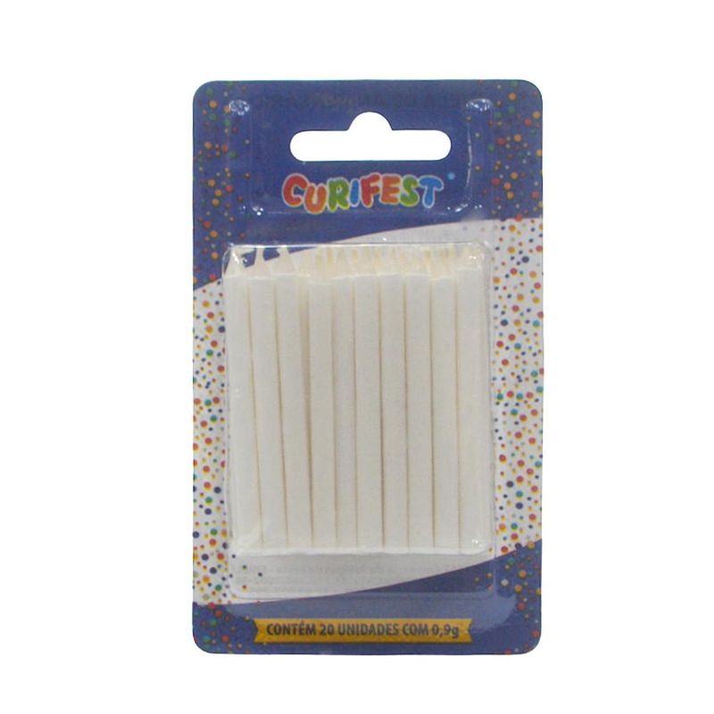 Vela Palito P/ Aniversário Branca 6.5cm Curifest (20 unidades)