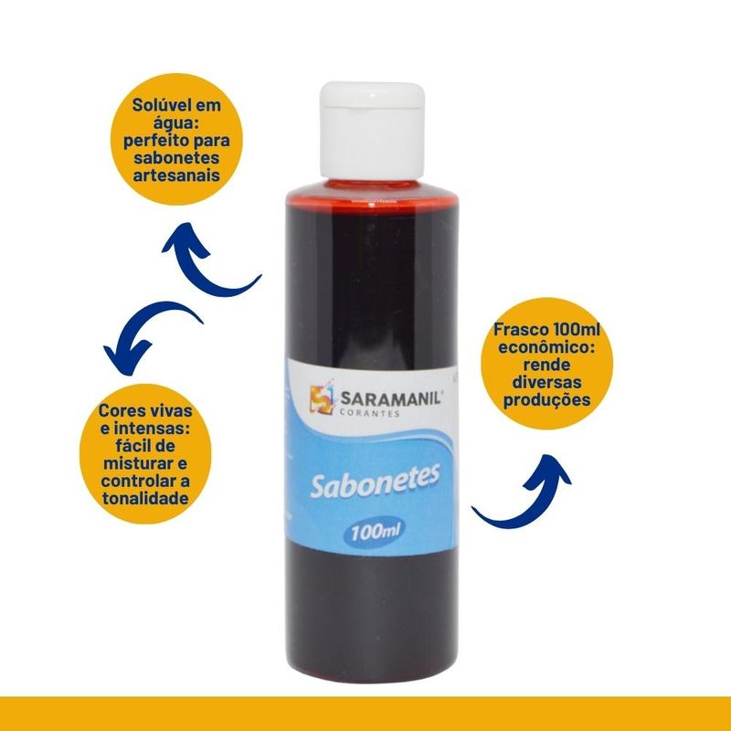 Corante Líquido para Sabonetes Artesanais Vermelho Morango Saramanil (100ml)