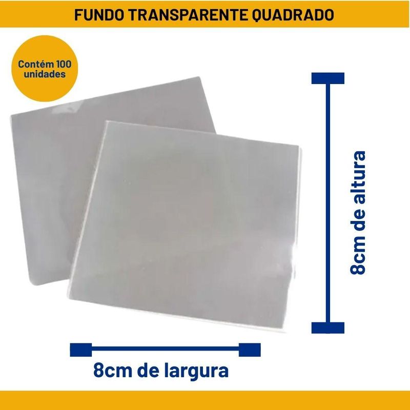 Fundo Quadrado Transparente P/ Doces 8x8cm Curifest (100 unidades)