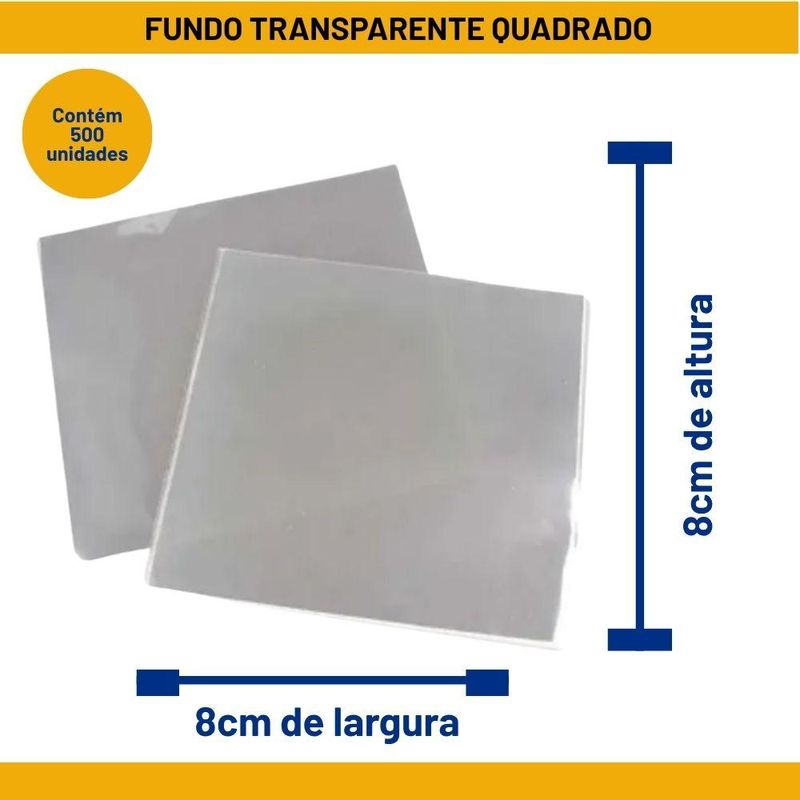 Fundo Quadrado Transparente P/ Doces 8x8cm Curifest (500 unidades)