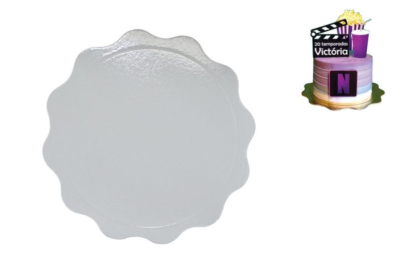 Cakeboard Viva Paper Ondulado Branco 15cm Ultrafest (1 unidade)