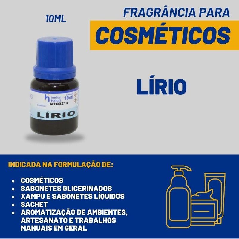 Essência Lírio para Cosméticos e Sabonetes Linha Azul Irmãos Haluli (10ml) - VALIDADE: 06/12/2025