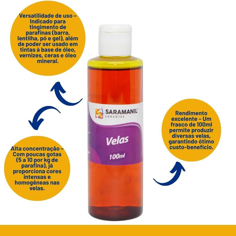 Corante líquido para Velas Amarelo Saramanil (100ml)