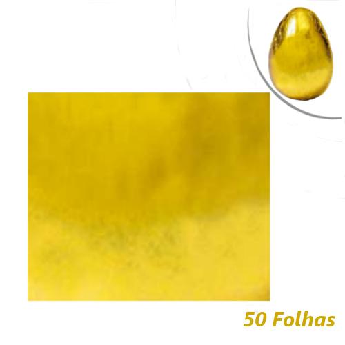 Papel Chumbo Alumínio Intercalado Ouro Brilhante 44x60cm Carber Embalagens (50 Folhas)
