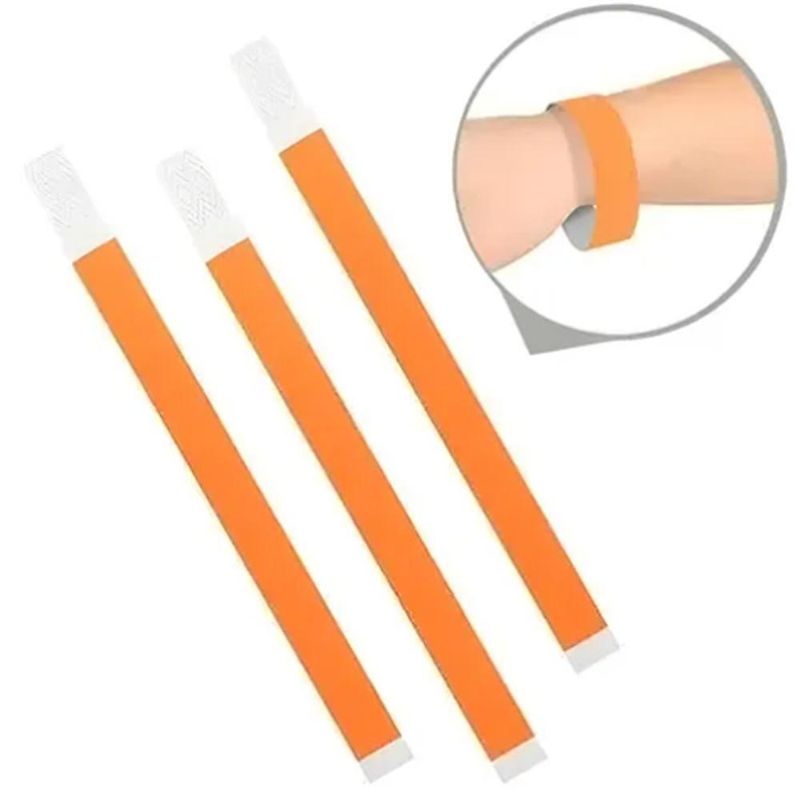 Pulseira de Identificação Tyvek Laser Pro Eco C/ Lacre Adesivo 18.41x245mm Ref. 5051 Laranja Singulares (100 unidades)