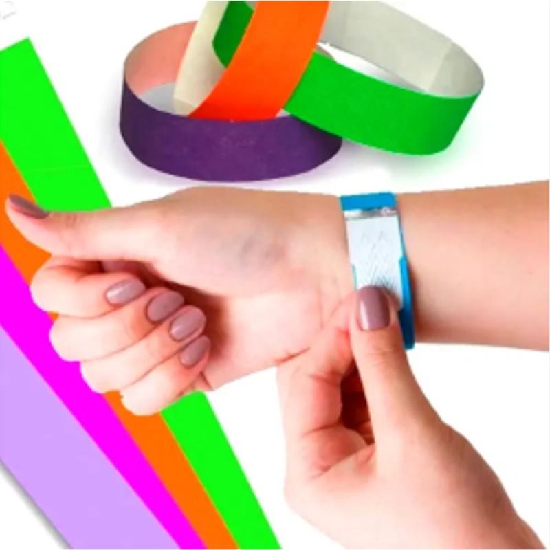 Pulseira de Identificação Tyvek Laser Pro Eco C/ Lacre Adesivo 18.41x245mm Ref. 5051 Laranja Singulares (100 unidades)