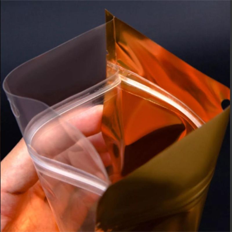 Saco Stand-Up Metalizado Ouro Verso C/ Visor Transparente Fechamento Zip 18x26x4cm (10 unidades)