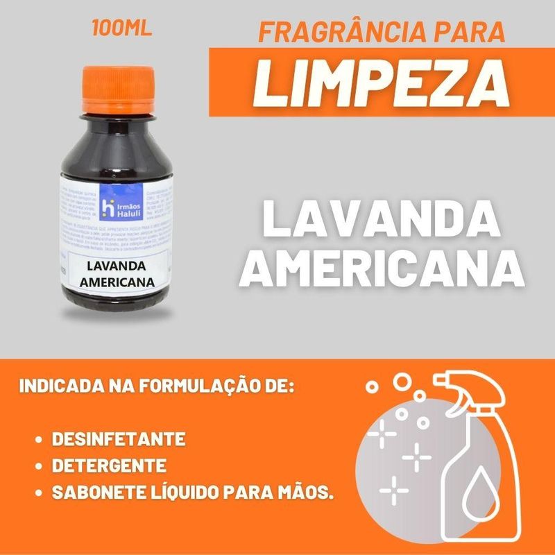 Essência Lavanda Americana para Domissanitários Linha Laranja Irmãos Haluli (100ml)