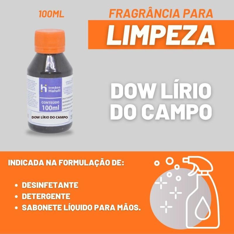 Essência Dow Lírio do Campo para Domissanitários Linha Laranja Irmãos Haluli (100ml) - VALIDADE: 25/04/2026