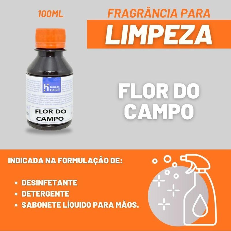 Essência Flor do Campo para Domissanitários Linha Laranja Irmãos Haluli (100ml)