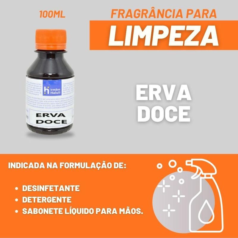 Essência Erva Doce para Domissanitários Linha Laranja Irmãos Haluli (100ml)
