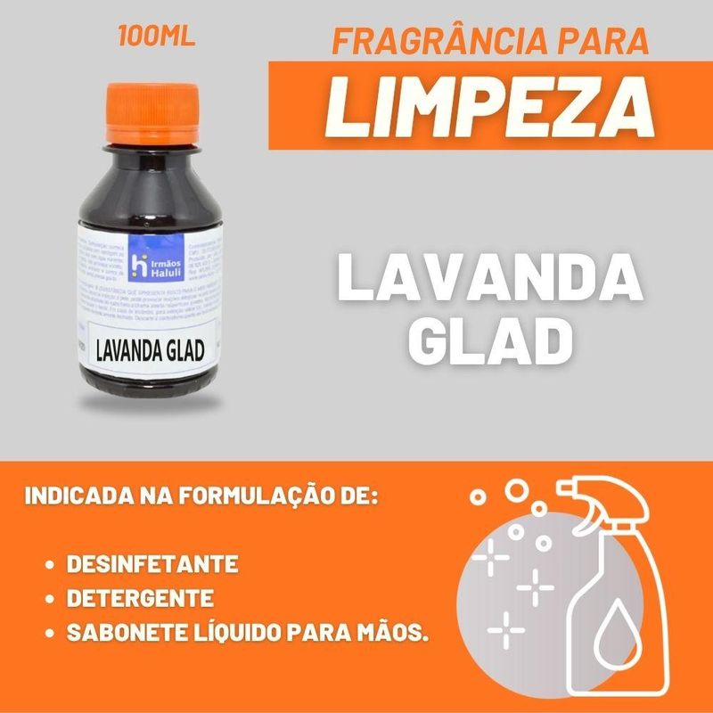 Essência Lavanda Glad para Domissanitários Linha Laranja Irmãos Haluli (100ml)