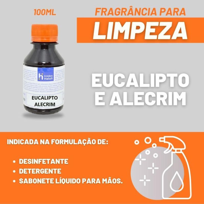 Essência Eucalipto e Alecrim para Domissanitários Linha Laranja Irmãos Haluli (100ml)