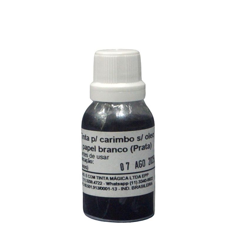 Tinta P/ Carimbo S/ Óleo Papel Branco (Prata) Magifix (30ml)
