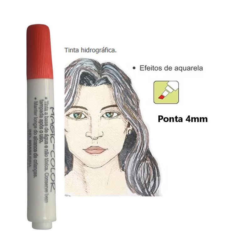 Caneta Hidrográfica Magic Color Soft Type 4mm Vermelho (01 unidade)