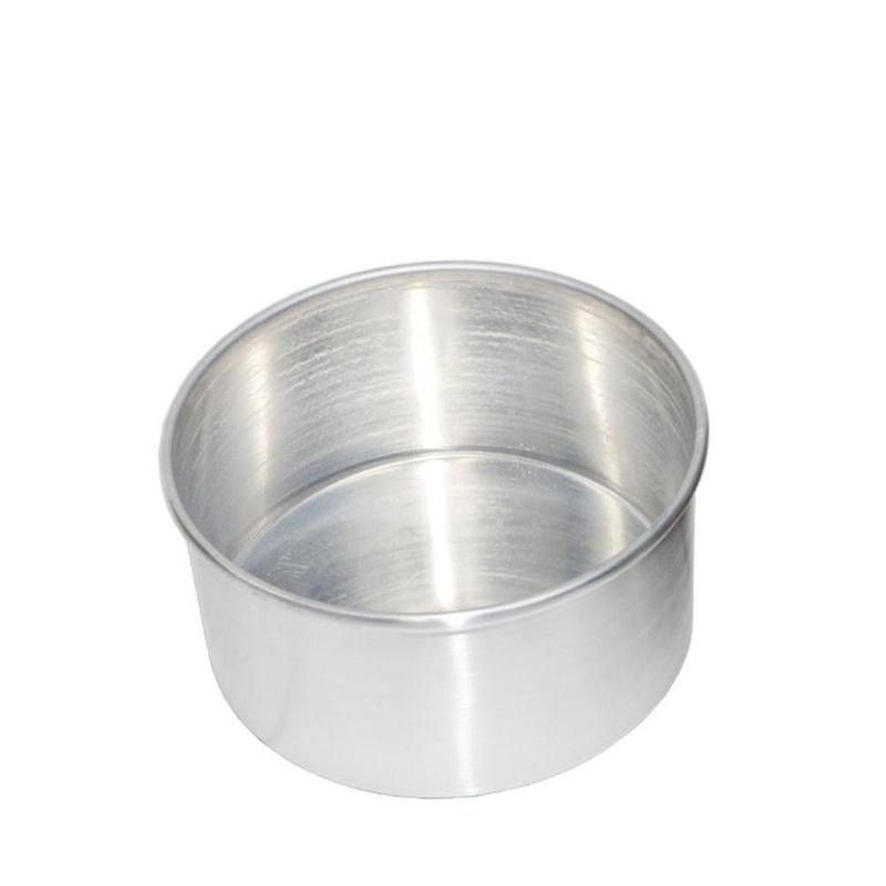 Forma de Alumínio Redonda Alta Reta para Bolo com Fundo Fixo 16x10cm Alumínio Circular (01 unidade)