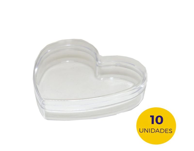 Caixinha em Acrílico Coração Transparente 7,7x2x7cm Mirandinha Miniaturas (10UND)