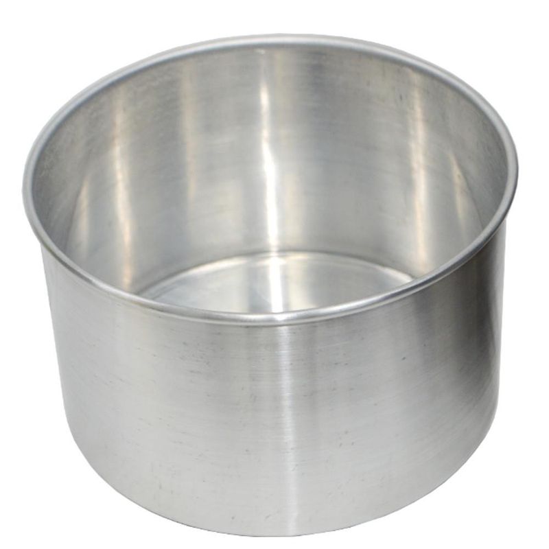 Forma de Alumínio Redonda Alta Reta para Bolo com Fundo Fixo 20x15cm Alumínio Circular (01 unidade)