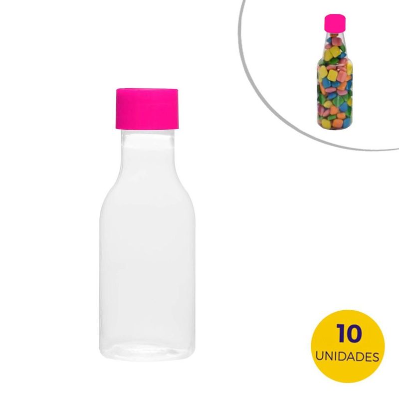 Garrafinha 50ml Com Tampa Rosa Pink Mirandinha Miniaturas (10 unidades)