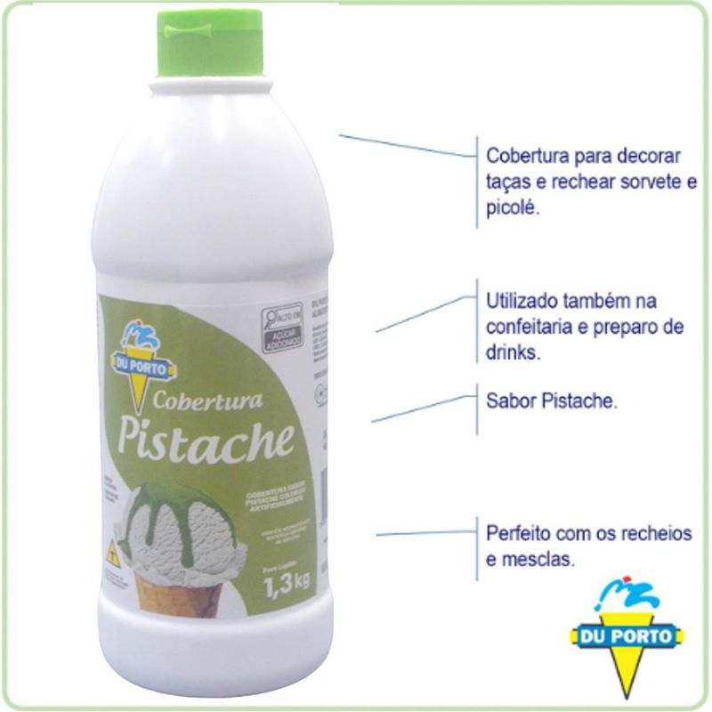Cobertura para Gelados Comestíveis Sabor Pistache Du Porto (1,3KG)