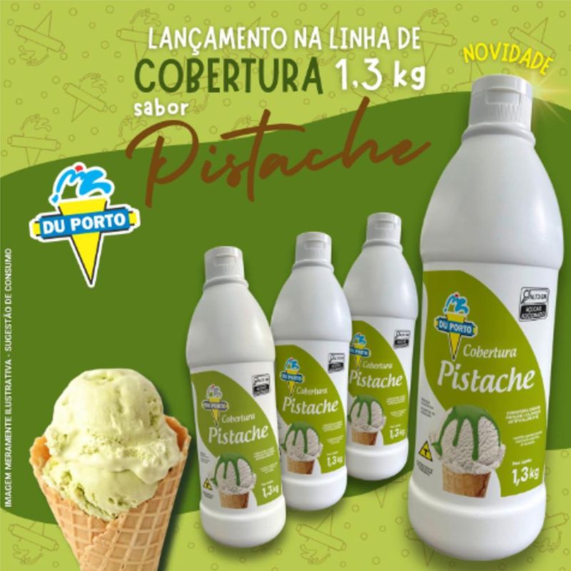 Cobertura para Gelados Comestíveis Sabor Pistache Du Porto (1,3KG)