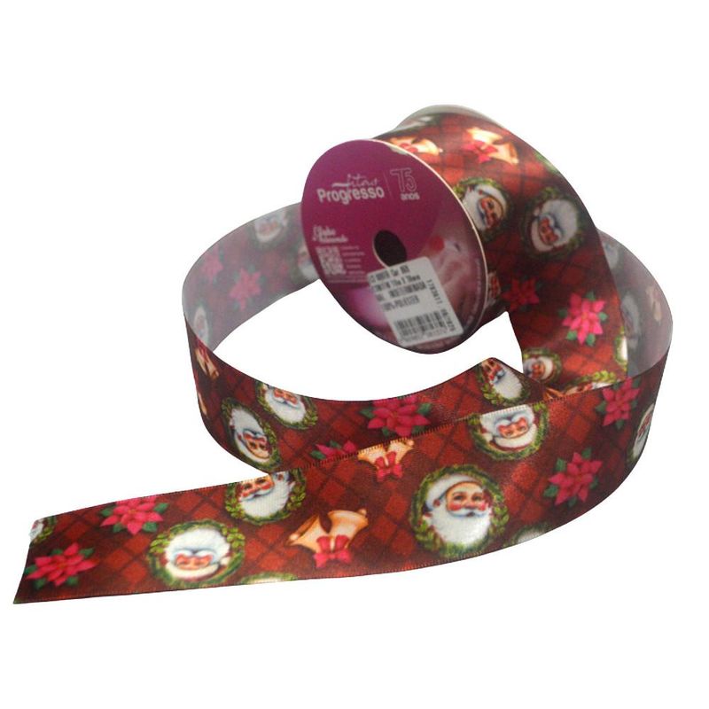 Fita de Cetim ECF 009TR 38mm Cor 069 Papai Noel Progresso (10 metros)
