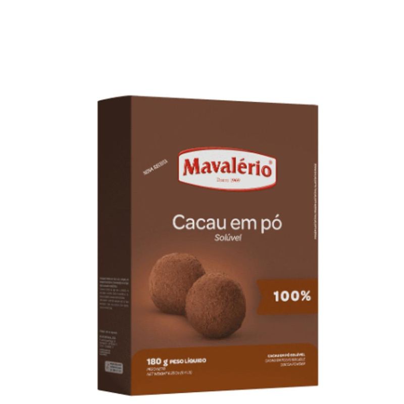 Cacau em Pó 100% Cacau Solúvel Mavalério (180 gramas)