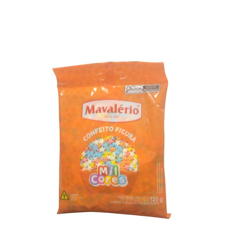 Confeito Figuras Estrelinha Colorida Mil Cores Mavalério (120 gramas)